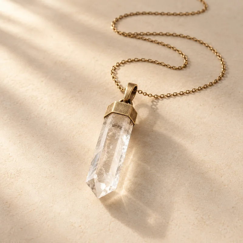 Illustrative clear quartz pendant
